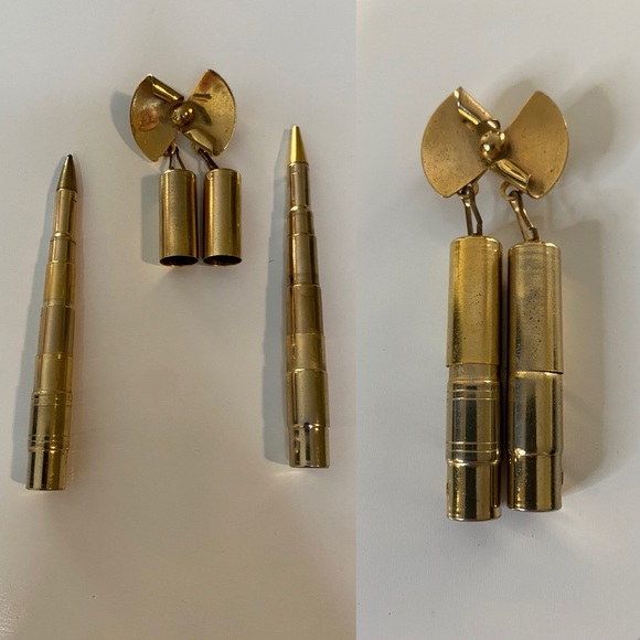 Vintage 40’s Collapsible Pen and Pencil Bow Brooch Pin...
